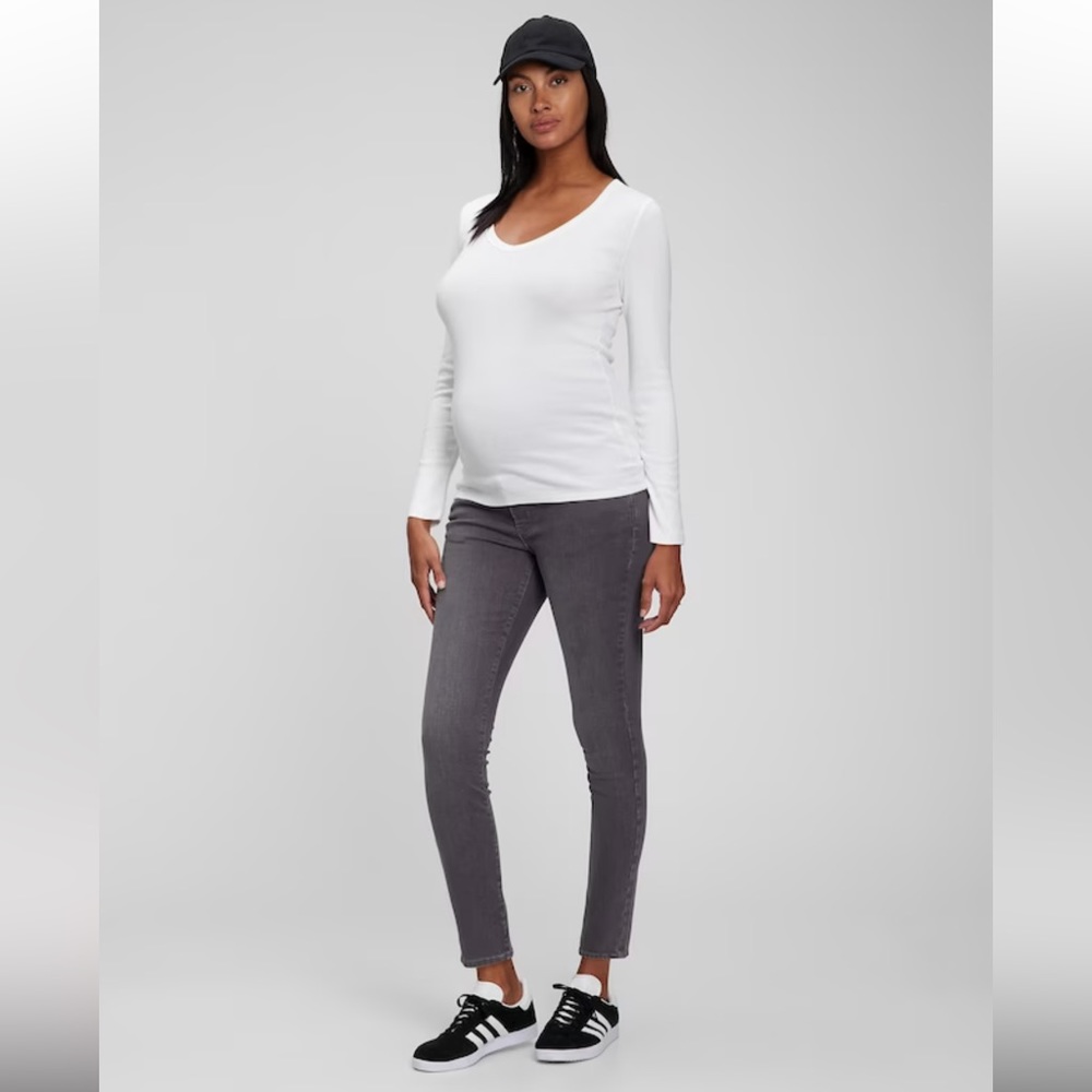 Women’s GAP Maternity Waistband True Full Panel Skinny Jeans Grey 30 / 10 Long